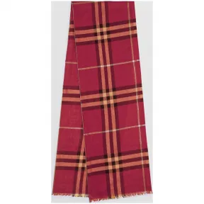 博百利/Burberry 男士 轻盈格纹丝毛混纺围巾 (西洋李子粉红色)  80078801