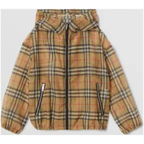 博百利/Burberry 儿童用品 Vintage 格纹轻便连帽外套 (古典黄色)  80090001
