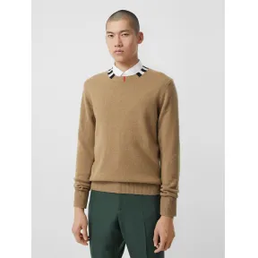 博百利/Burberry 标志性条纹装饰羊绒针织衫 (驼色) - 男士  80092271