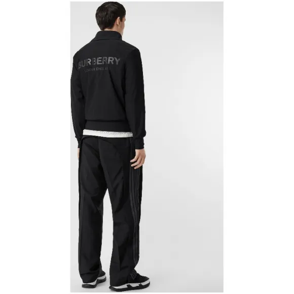 博百利/Burberry 男士 徽标印花漏斗领运动上衣 (黑色) - 男士  80099801