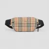 博百利/Burberry 男士 中号 Vintage 格纹接合棉腰包 (典藏米色)  80104301