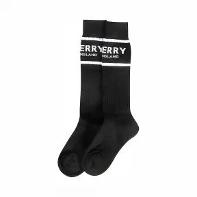 博百利/Burberry 女士 徽标嵌花混纺棉袜 (黑色)  80114761