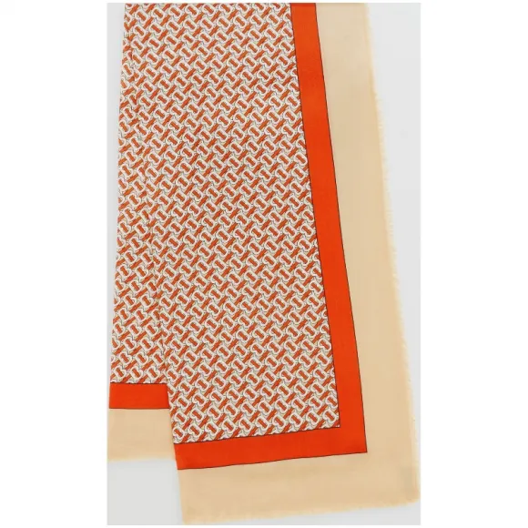 博百利/Burberry 男士 专属标识轻盈羊绒围巾 (朱红色)  80118671