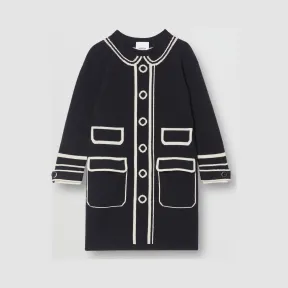 博百利/Burberry 童装 错视画嵌花羊绒针织裙 (黑色)  80129001