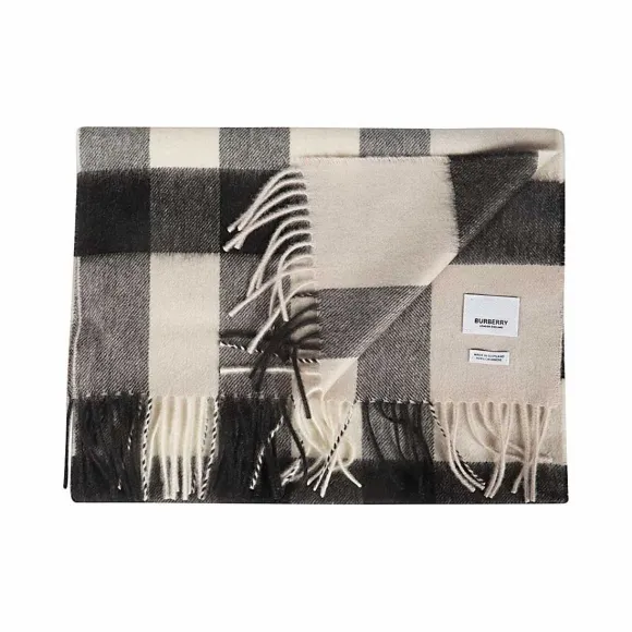 博百利/Burberry 格纹羊绒围巾 (石色)  80155501