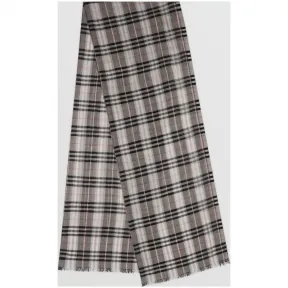 博百利/Burberry 男士 Vintage 格纹轻盈丝毛混纺围巾 (杏色)  80158141