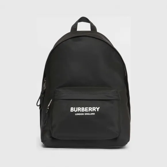 博百利/Burberry 男士 徽标印花尼龙双肩包 (黑色)  80161091