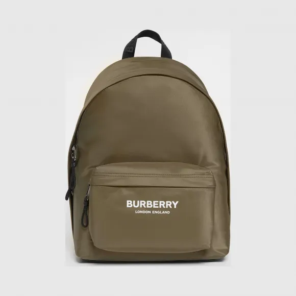 博百利/Burberry 男士 徽标印花尼龙双肩包 (帆布绿)  80161101