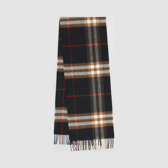 博百利/Burberry 女士 经典格纹羊绒围巾 (黑色 / 棕色)  80164081