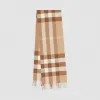 博百利/Burberry 女士 格纹羊绒围巾 (中调驼色)  80184591