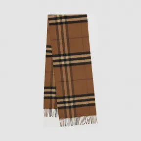 博百利/Burberry 女士 经典格纹羊绒围巾 (马鞍棕)  80197561