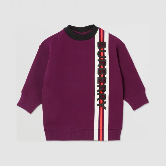 博百利/Burberry 童装 徽标印花平织针织连衣裙 (勃艮第酒红色) 80209831