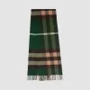 博百利/Burberry 女士 格纹羊绒围巾 (深松柏绿)  80216911