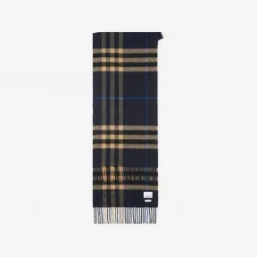 博百利/Burberry 经典格纹羊绒围巾 (靛蓝 / 中调驼色)  80223461