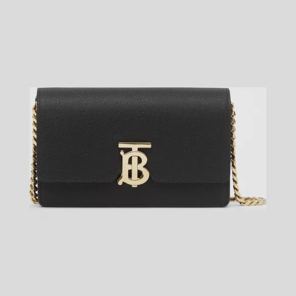 博百利/Burberry 小号粒纹皮革肩背包 (黑色) - 女士  80223551