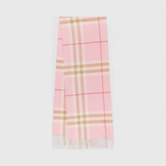 博百利/Burberry 经典格纹羊绒围巾 (糖果粉红)  80226781