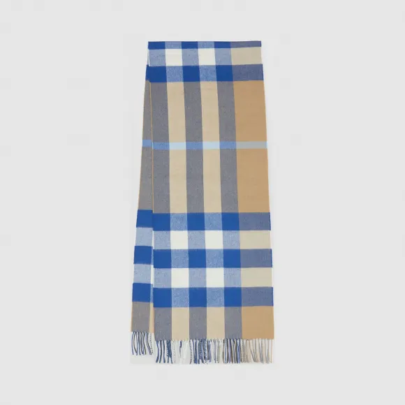 博百利/Burberry 格纹羊绒围巾 (典藏米色/墨蓝色)  80226851