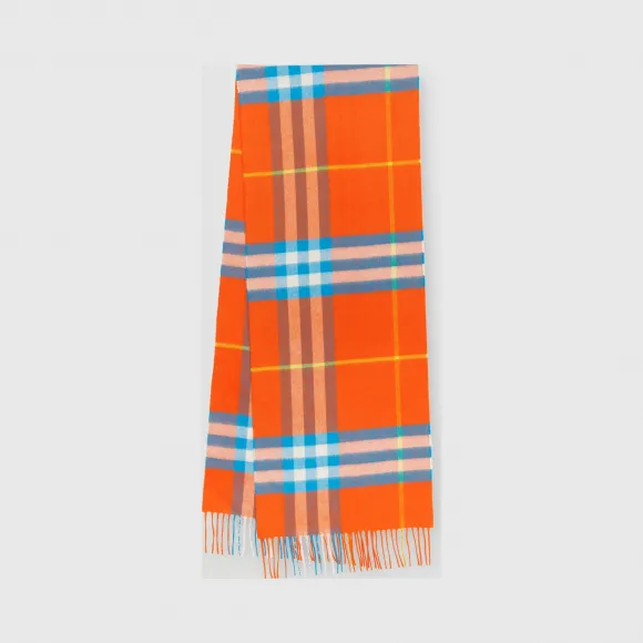 博百利/Burberry 经典格纹羊绒围巾 (亮朱红色)  80233821