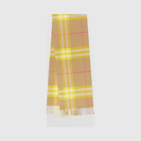博百利/Burberry 经典格纹羊绒围巾 (典藏米色 / 黄色)  80233831