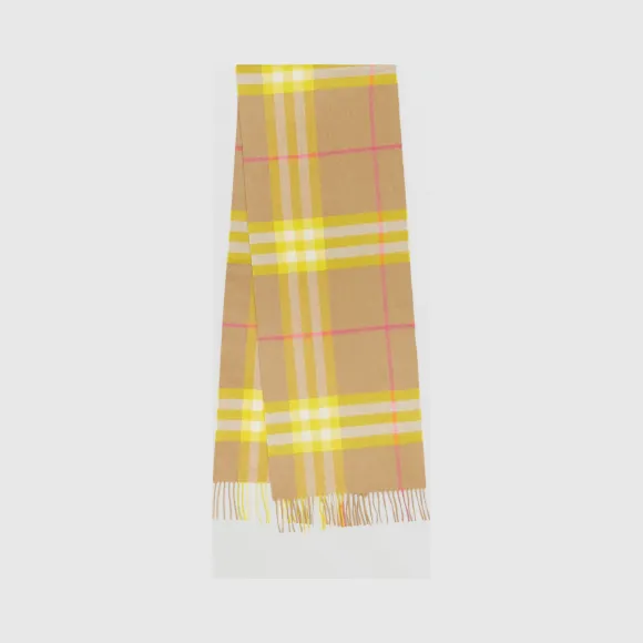 博百利/Burberry 经典格纹羊绒围巾 (典藏米色 / 黄色)  80233831