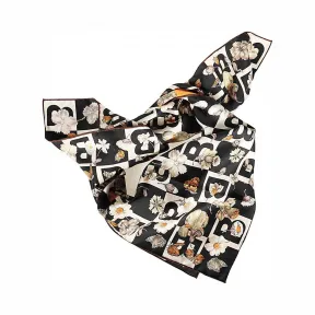 博百利/Burberry B 图案拼花卉印花丝质方巾 (亮橘色)  80240201