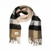 博百利/Burberry 女士 双面两用格纹拼专属标识羊绒围巾 (雪花石色)  80244831