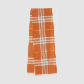 博百利/Burberry 轻盈格纹丝毛混纺围巾 (亮蜜瓜色)  80245181