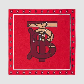 博百利/Burberry 专属标识图案丝质方巾 (亮红色)  80250921