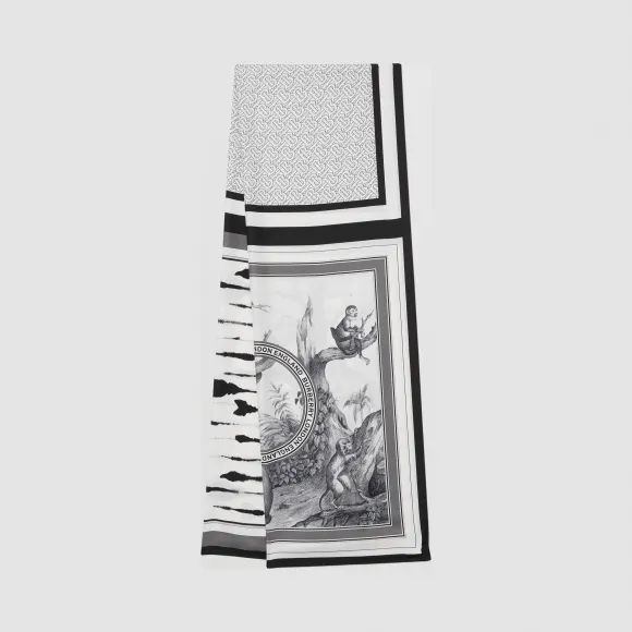 博百利/Burberry 蒙太奇印花丝巾 (黑白)  80293981