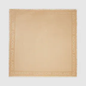 博百利/Burberry 人造水晶细条纹丝毛混纺大号方巾 (蜜色)  80294151