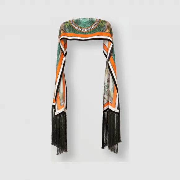 博百利/Burberry 猴子印花丝质披肩 (欧泊绿)  80294591