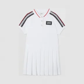 博百利/Burberry 专属标识条纹印花棉质 Polo 衫式连衣裙 (白色)  80297671