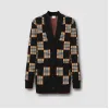 博百利/Burberry 女士 棋盘格纹美利奴羊毛混纺宽松开衫  80300541