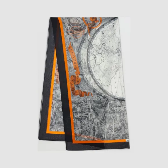 博百利/Burberry 女士 地图印花丝质雪纺围巾  80312151