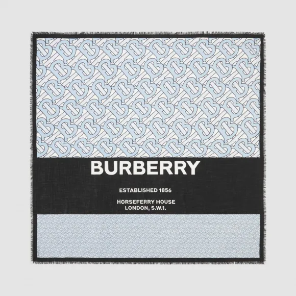 博百利/Burberry 女士 专属标识印花羊绒大号方巾  80315561