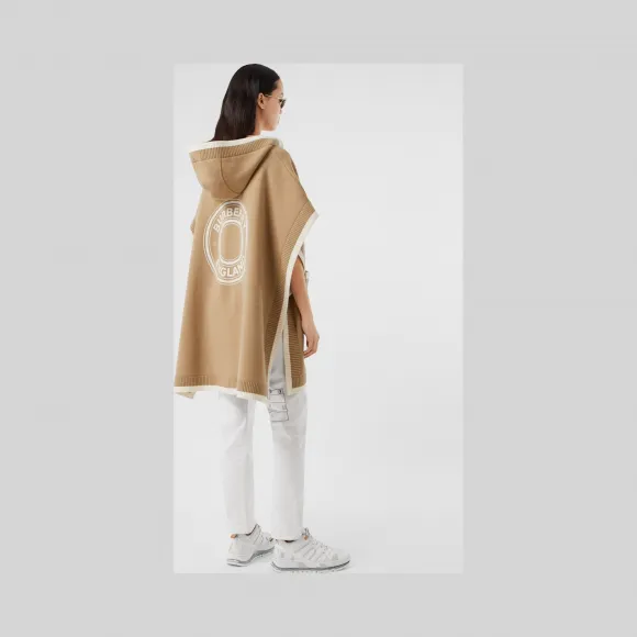 博百利/Burberry 女士 徽标图案羊毛混纺提花连帽披肩  80315821