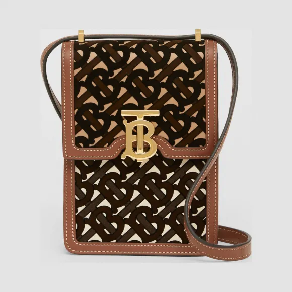 博百利/Burberry 女士 Robin – 专属标识植绒皮革洛宾包  80341931