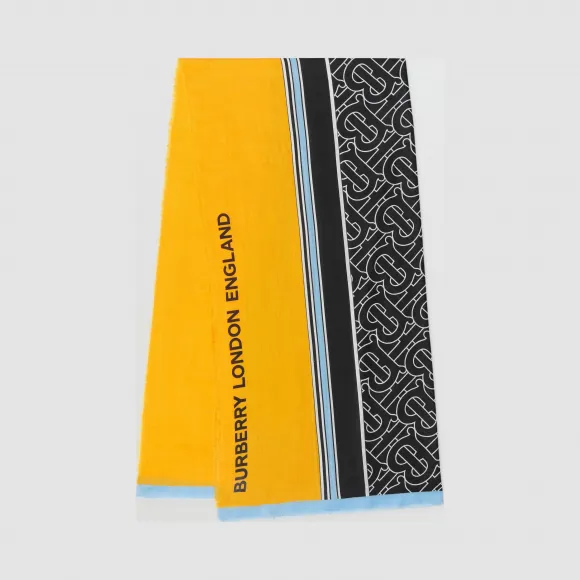 博百利/Burberry 女士 专属标识印花条纹轻盈羊绒围巾  80344621