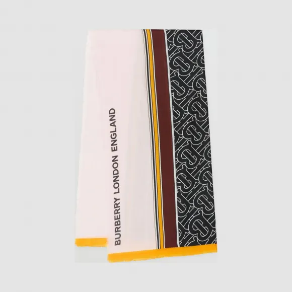 博百利/Burberry 女士 专属标识印花条纹轻盈羊绒围巾  80344631