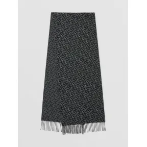 博百利/Burberry 专属标识提花羊绒围巾 (石墨色) 80374081