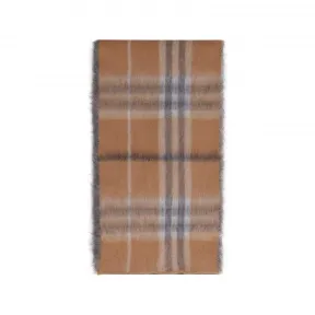 博百利/Burberry 浅褐色 格纹马海毛真丝围巾 80450531