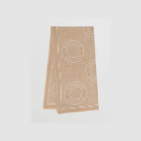 博百利/Burberry 徽标图案羊绒提花轻盈围巾 (驼色) 80451201