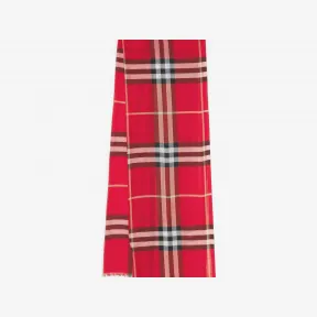 博百利/Burberry 轻盈格纹丝毛混纺围巾 (亮红色 / 黑色) 80493451
