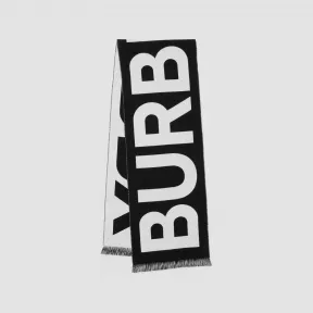博百利/Burberry 徽标羊毛提花围巾 (黑色) 80542141