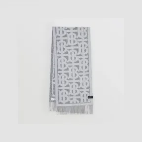 博百利/Burberry 专属标识羊绒混纺花呢围巾 (灰色) 80593151