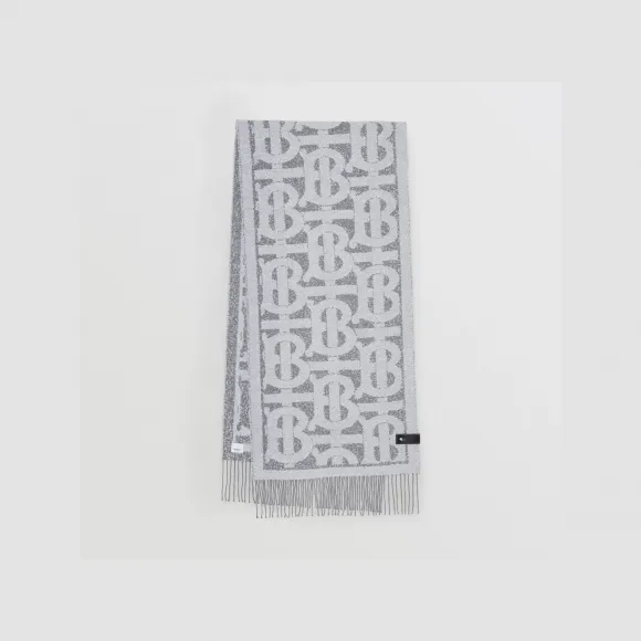 博百利/Burberry 专属标识羊绒混纺花呢围巾 (灰色) 80593151