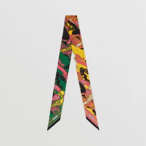 博百利/Burberry 马术骑士印花桑蚕丝窄版围巾 (多色) 80611491