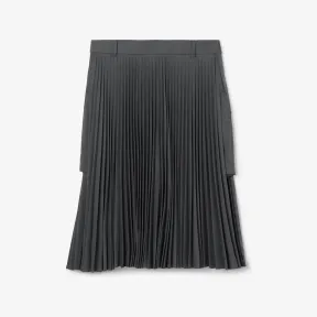 博百利/Burberry 褶裥裁片羊毛混纺短裤裙 (深麻灰) - 女士 80649901