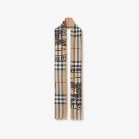 博百利/Burberry 蒙太奇印花丝毛混纺轻盈围巾 (典藏米色) 80667431