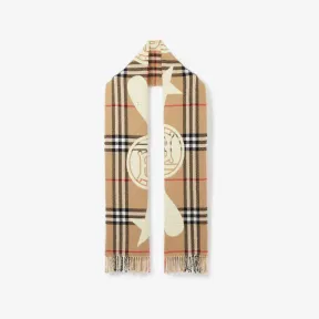 博百利/Burberry 蒙太奇格纹羊毛羊绒混纺围巾 (典藏米色) 80668121